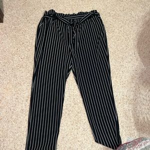 Paper Bag black/white striped pants